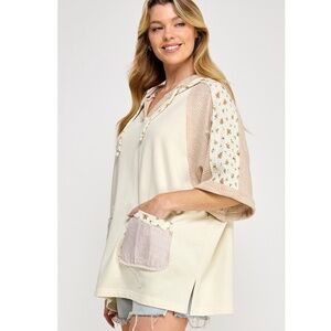 "The Kari" Floral Accent Oversized Tunic Hoodie